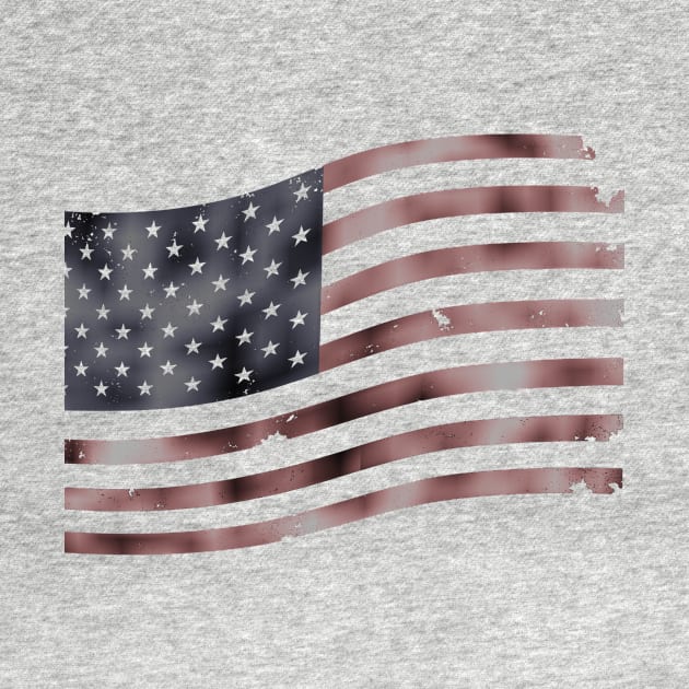 Waving Distressed Red American Flag USA Patriotic by DazzlingApparel